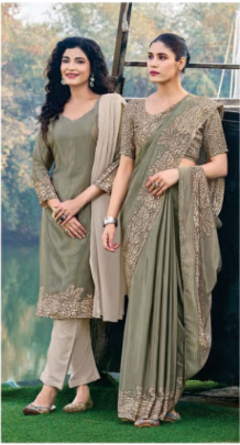 SAREE & UNSTITCHED SALWAR SUIT STYLE  D.NO. 3385/ 3385-D PRICE RS 575