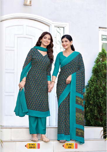 SAREE & UNSTITCHED SALWAR SUIT STYLE D.NO. 529/ 529-D PRICE RS 455