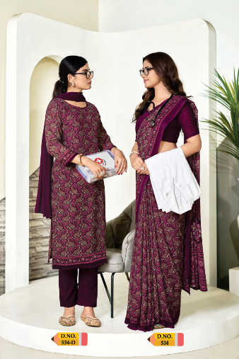 SAREE & UNSTITCHED SALWAR SUIT STYLE D.NO. 534/ 534-D PRICE RS 455