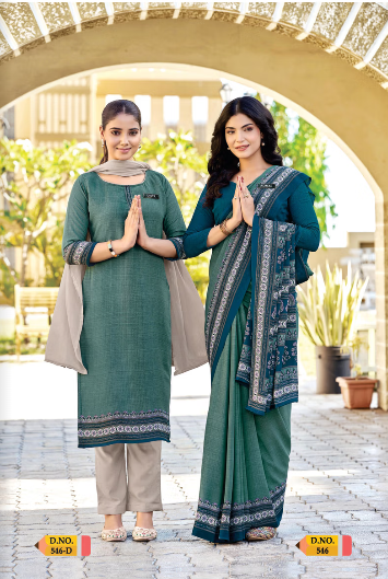SAREE & UNSTITCHED SALWAR SUIT STYLE D.NO. 546/ 546-D PRICE RS 455