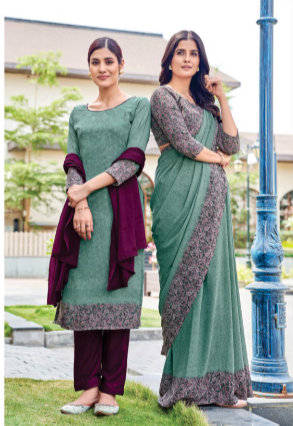 SAREE & UNSTITCHED SALWAR SUIT STYLE D.NO. 509/ 509-D PRICE RS 455