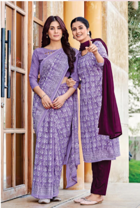 SAREE & UNSTITCHED SALWAR SUIT STYLE D.NO. 522/ 522-D PRICE RS 455