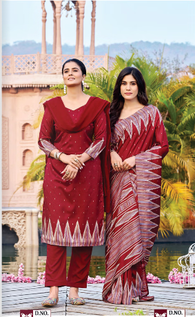 IKKAT-SILK SAREE & UNSTITCHED SALWAR SUIT STYLE D.NO. 8101-D / 8101 PRICE RS 525