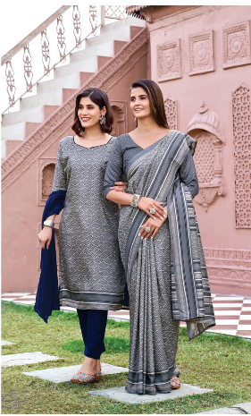 IKKAT-SILK SAREE & UNSTITCHED SALWAR SUIT STYLE D.NO. 8107-D / 8107 PRICE RS 525