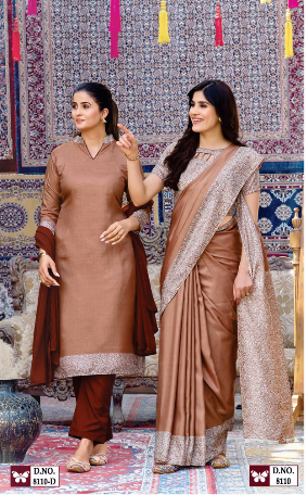 IKKAT-SILK SAREE & UNSTITCHED SALWAR SUIT STYLE D.NO. 8110-D / 8110 PRICE RS 525