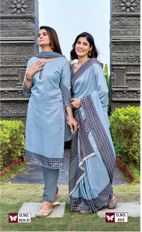 IKKAT-SILK SAREE & UNSTITCHED SALWAR SUIT STYLE D.NO. 8115-D / 8115 PRICE RS 525