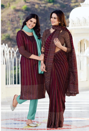 IKKAT-SILK SAREE & UNSTITCHED SALWAR SUIT STYLE D.NO. 8083-D / 8083 PRICE RS 525