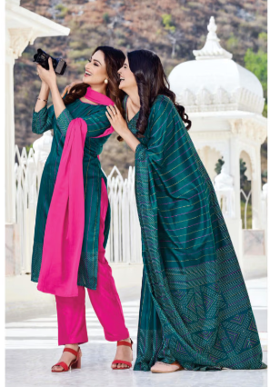 IKKAT-SILK SAREE & UNSTITCHED SALWAR SUIT STYLE D.NO. 8084-D / 8084 PRICE RS 525