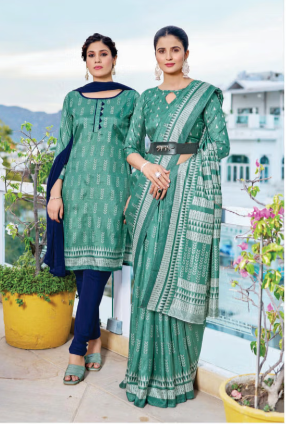 IKKAT-SILK SAREE & UNSTITCHED SALWAR SUIT STYLE D.NO. 8056-D / 8056 PRICE RS 525