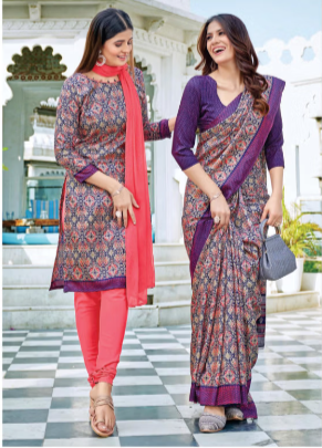 IKKAT-SILK SAREE & UNSTITCHED SALWAR SUIT STYLE D.NO. 8063-D / 8063 PRICE RS 525