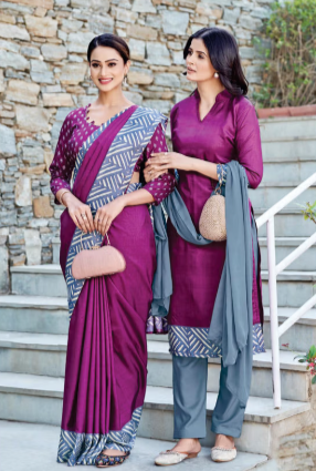 IKKAT-SILK SAREE & UNSTITCHED SALWAR SUIT STYLE D.NO. 8089-D / 8089 PRICE RS 525