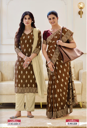 TWO TONE SILK SAREE & UNSTITCHED SALWAR SUIT D.NO. 2225-D / 2225 PRICE RS 595