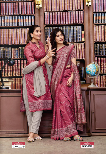 TWO TONE SILK SAREE & UNSTITCHED SALWAR SUIT D.NO. 2227-D / 2227 PRICE RS 595
