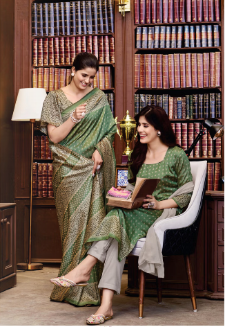 TWO TONE SILK SAREE & UNSTITCHED SALWAR SUIT D.NO. 2228-D / 2228 PRICE RS 595