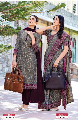TWO TONE SILK SAREE & UNSTITCHED SALWAR SUIT D.NO. 2215-D / 2215 PRICE RS 595