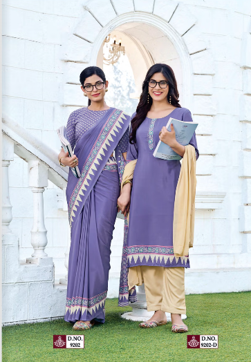 GANVESH PLUS SAREE & UNSTITCHED SALWAR SUIT D.NO. 9202 / 9202-D PRICE RS 615