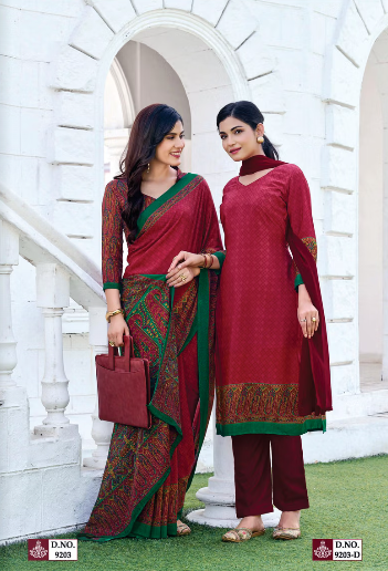 GANVESH PLUS SAREE & UNSTITCHED SALWAR SUIT D.NO. 9203 / 9203-D PRICE RS 615