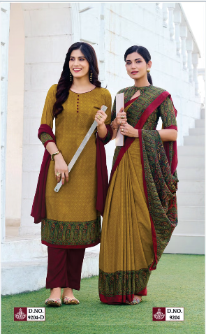 GANVESH PLUS SAREE & UNSTITCHED SALWAR SUIT D.NO. 9204 / 9204-D PRICE RS 615
