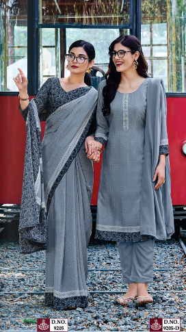 GANVESH PLUS SAREE & UNSTITCHED SALWAR SUIT D.NO. 9205 / 9205-D PRICE RS 615