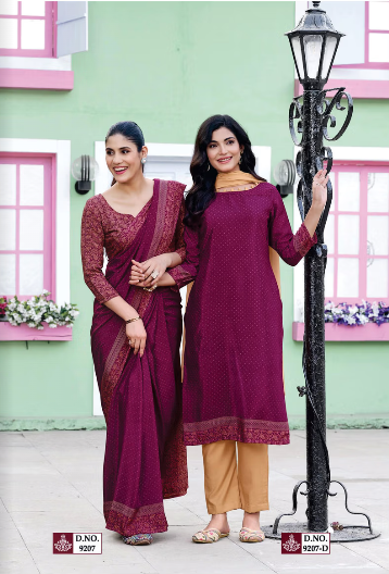 GANVESH PLUS SAREE & UNSTITCHED SALWAR SUIT D.NO. 9207 / 9207-D PRICE RS 615
