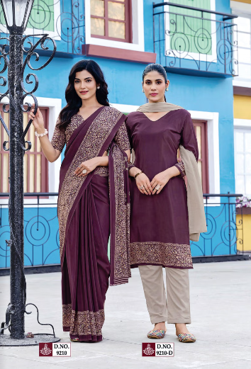 GANVESH PLUS SAREE & UNSTITCHED SALWAR SUIT D.NO. 9210 / 9210-D PRICE RS 615