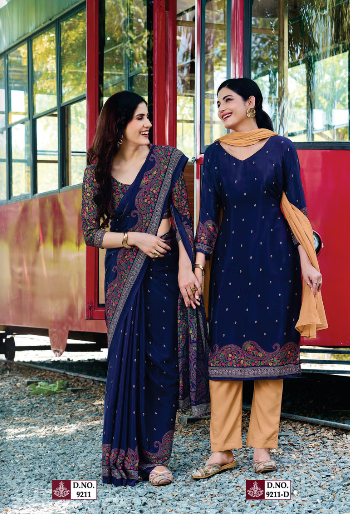 GANVESH PLUS SAREE & UNSTITCHED SALWAR SUIT D.NO. 9211 / 9211-D PRICE RS 615