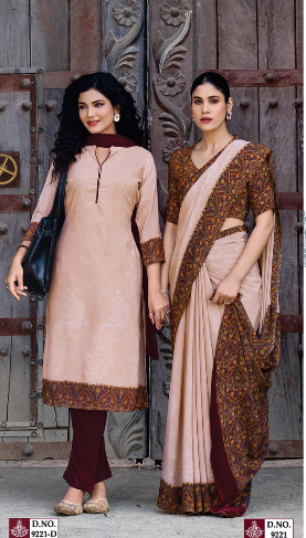GANVESH PLUS SAREE & UNSTITCHED SALWAR SUIT D.NO. 9221 / 9221-D PRICE RS 615