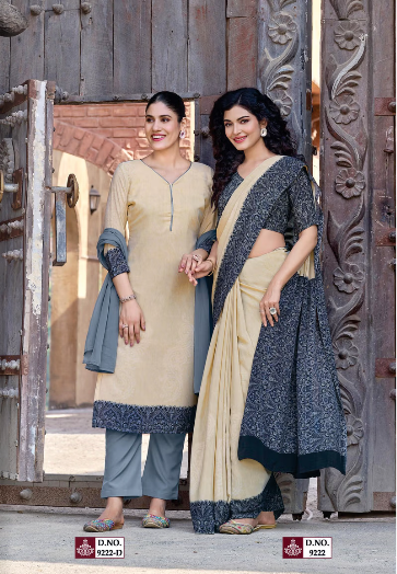 GANVESH PLUS SAREE & UNSTITCHED SALWAR SUIT D.NO. 9222 / 9222-D PRICE RS 615