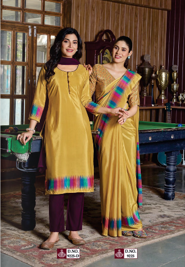 GANVESH PLUS SAREE & UNSTITCHED SALWAR SUIT D.NO. 9225 / 9225-D PRICE RS 615