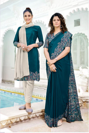 GANVESH PLUS SAREE & UNSTITCHED SALWAR SUIT D.NO. 9152 / 9152-D PRICE RS 615