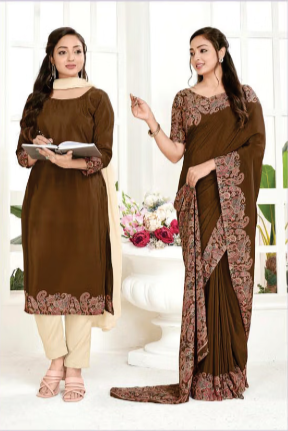 GANVESH PLUS SAREE & UNSTITCHED SALWAR SUIT D.NO. 9153 / 9153-D PRICE RS 615