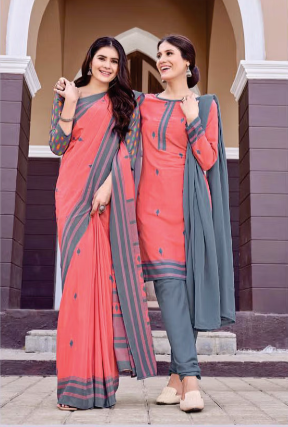 GANVESH PLUS SAREE & UNSTITCHED SALWAR SUIT D.NO. 9109 / 9109-D PRICE RS 615
