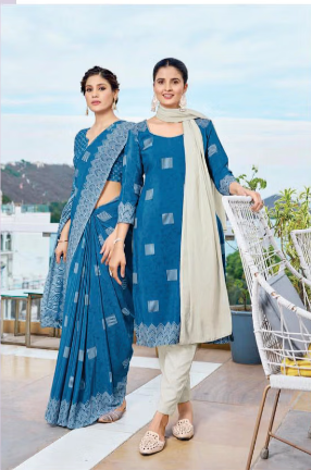 GANVESH PLUS SAREE & UNSTITCHED SALWAR SUIT D.NO. 9129 / 9129-D PRICE RS 615