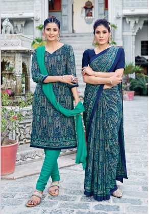 GANVESH PLUS SAREE & UNSTITCHED SALWAR SUIT D.NO. 9142 / 9142-D PRICE RS 615