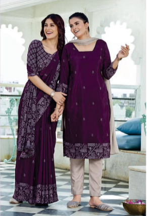 GANVESH PLUS SAREE & UNSTITCHED SALWAR SUIT D.NO. 9165 / 9165-D PRICE RS 615