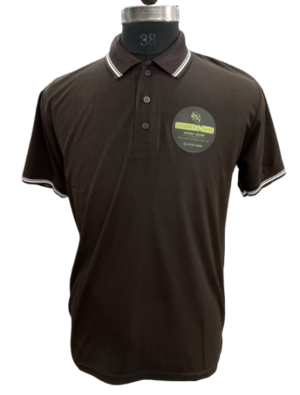 T-SHIRT SAP MATTY BROWN WITH TWO WHITE TIPPING STYLE NO SMTD-05 PRICE RS 199 Per Piece