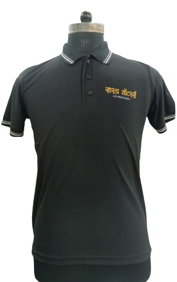 T-SHIRT SAP MATTY BLACK WITH TWO WHITE TIPPING STYLE NO SMTD-01 PRICE RS 199 Per Piece