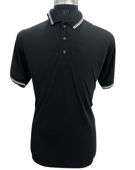 T-SHIRT SAP MATTY BLACK WITH TWO WHITE TIPPING STYLE NO SMTD-01 PRICE RS 199 Per Piece
