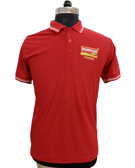 T-SHIRT SAP MATTY RED WITH TWO WHITE TIPPING STYLE NO SMTD-02 PRICE RS 199 Per Piece