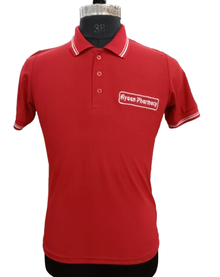 T-SHIRT SAP MATTY RED WITH TWO WHITE TIPPING STYLE NO SMTD-02 PRICE RS 199 Per Piece