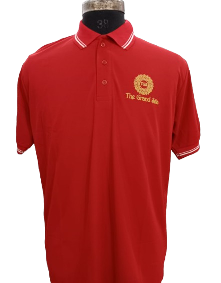 T-SHIRT SAP MATTY RED WITH TWO WHITE TIPPING STYLE NO SMTD-02 PRICE RS 199 Per Piece