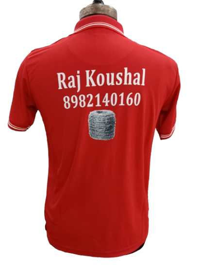 T-SHIRT SAP MATTY RED WITH TWO WHITE TIPPING STYLE NO SMTD-02 PRICE RS 199 Per Piece