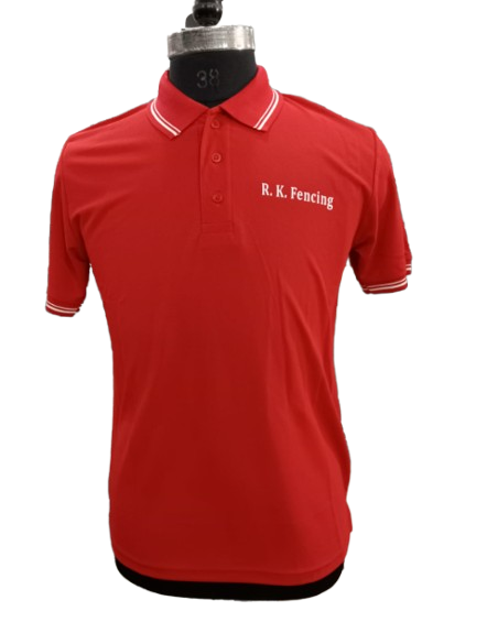 T-SHIRT SAP MATTY RED WITH TWO WHITE TIPPING STYLE NO SMTD-02 PRICE RS 199 Per Piece