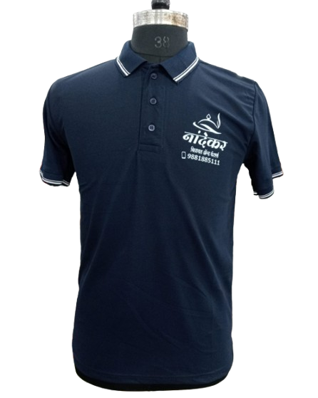 T-SHIRT SAP MATTY NAVY BLUE WITH TWO WHITE TIPPING STYLE NO SMTD-04 PRICE RS 199 Per Piece