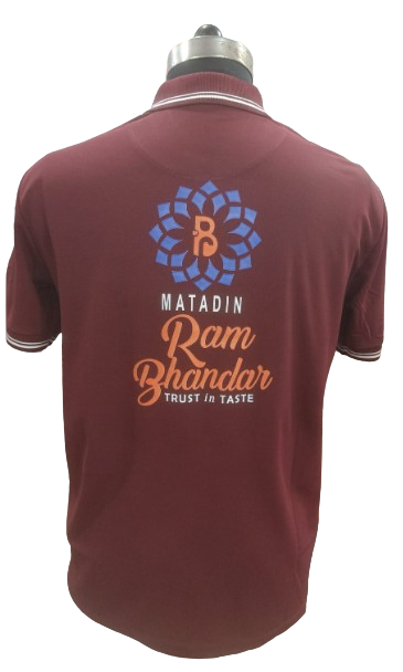 T-SHIRT SAP MATTY MAROON WITH TWO WHITE TIPPING STYLE NO SMTD-03 PRICE RS 199 Per Piece