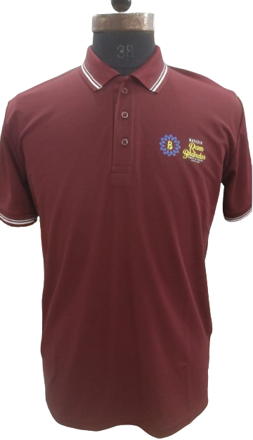 T-SHIRT SAP MATTY MAROON WITH TWO WHITE TIPPING STYLE NO SMTD-03 PRICE RS 199 Per Piece