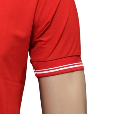 T-SHIRT SAP MATTY RED WITH TWO WHITE TIPPING STYLE NO SMTD-02 PRICE RS 199 Per Piece