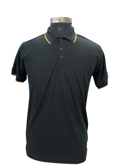 T-SHIRT SAP MATTY BLACK WITH TWO YELLOW TIPPING STYLE NO SMTD- PRICE RS 195 Per Piece