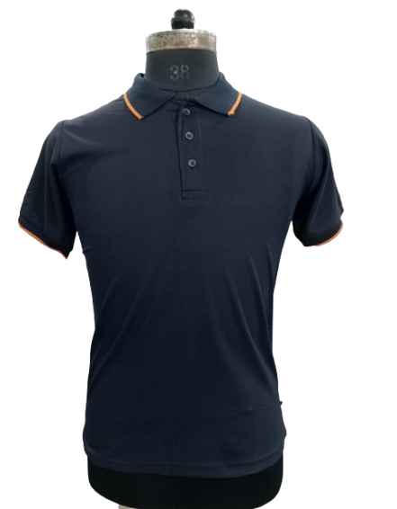 T-SHIRT SAP MATTY NAVY BLUE WITH  ORANGE TIPPING STYLE NO SMTS-03 PRICE RS 195 Per Piece