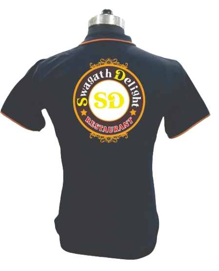 T-SHIRT SAP MATTY NAVY BLUE WITH  ORANGE TIPPING STYLE NO SMTS-03 PRICE RS 195 Per Piece